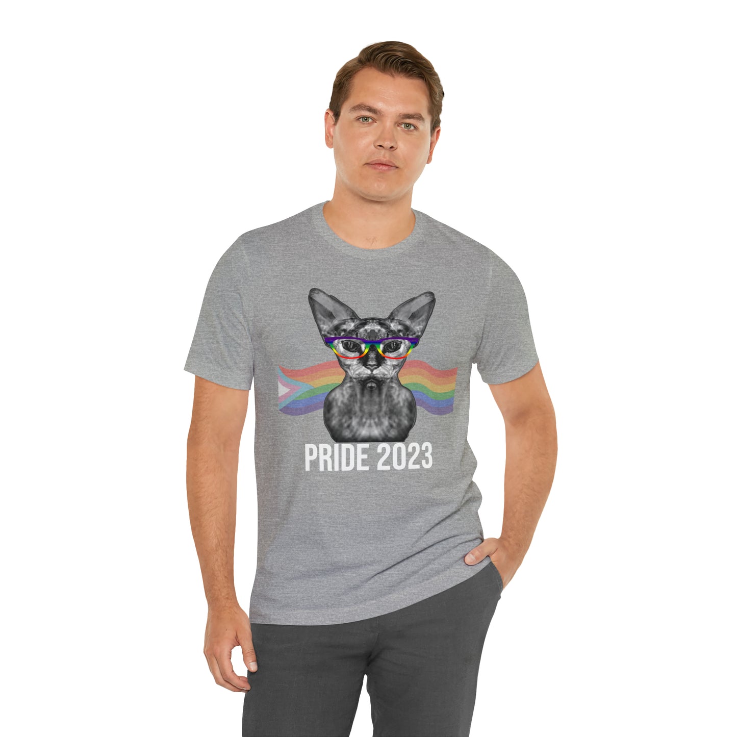 PRIDE 2023 Sphynx Cat Rainbow Flag Banner Unisex T-Shirt