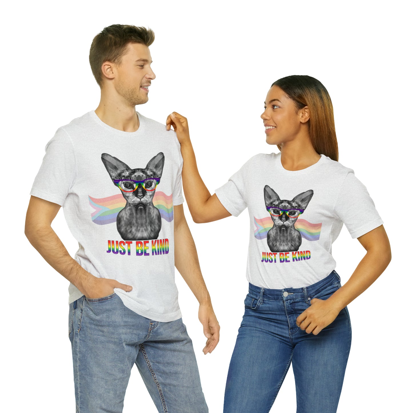 Just Be Kind Sphynx Cat Pride Flag Banner Unisex T-Shirt