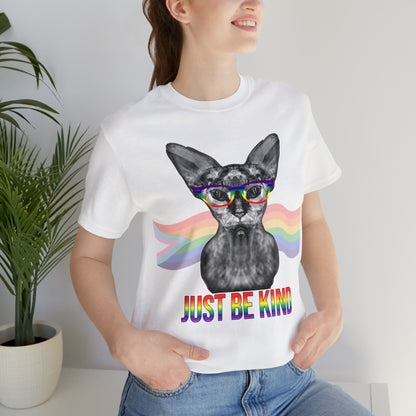 Just Be Kind Sphynx Cat Pride Flag Banner Unisex T-Shirt