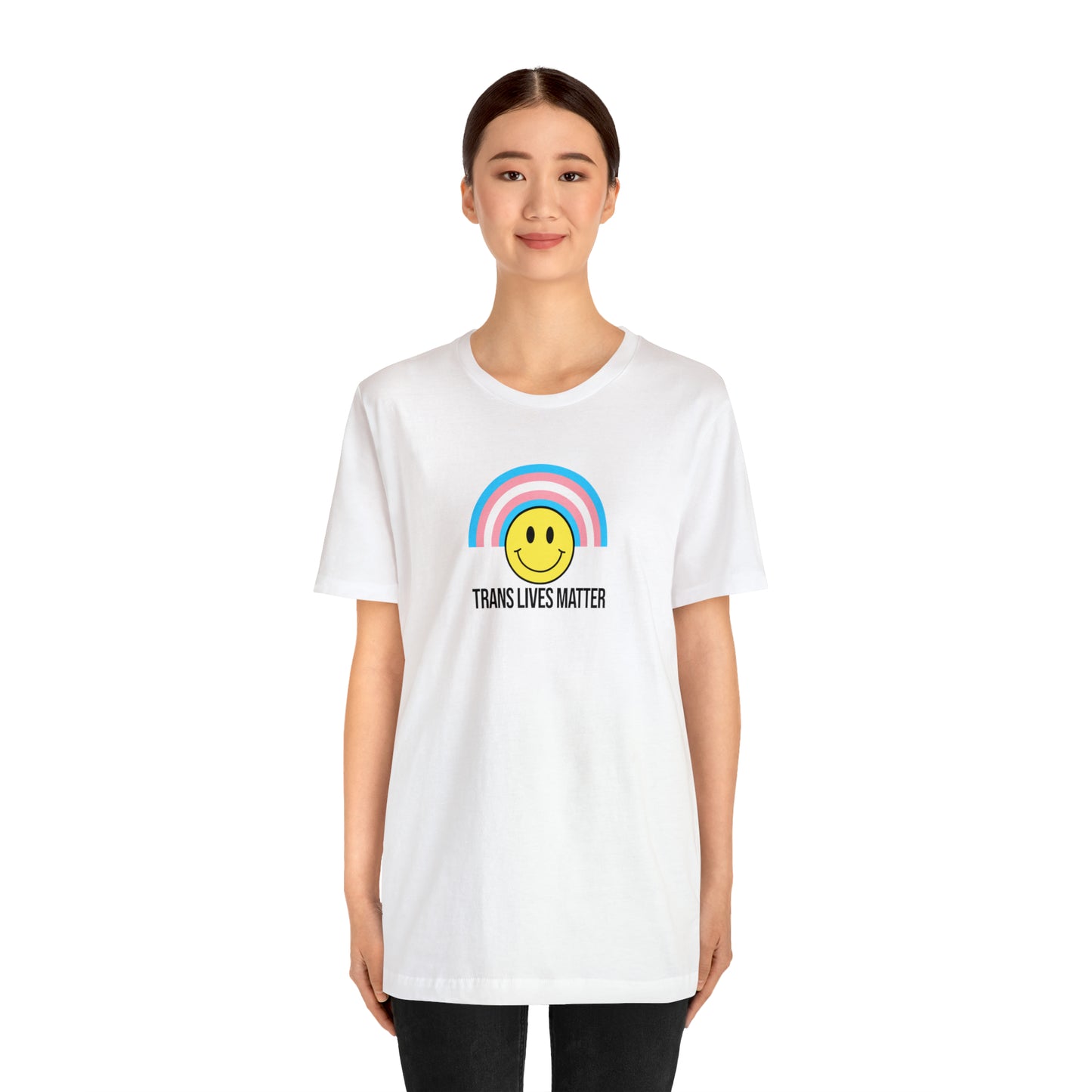 Trans Lives Matter Rainbow Smiley Unisex Pride T-Shirt