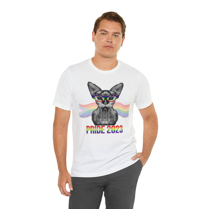 PRIDE 2023 Sphynx Cat Rainbow Flag Banner Unisex T-Shirt