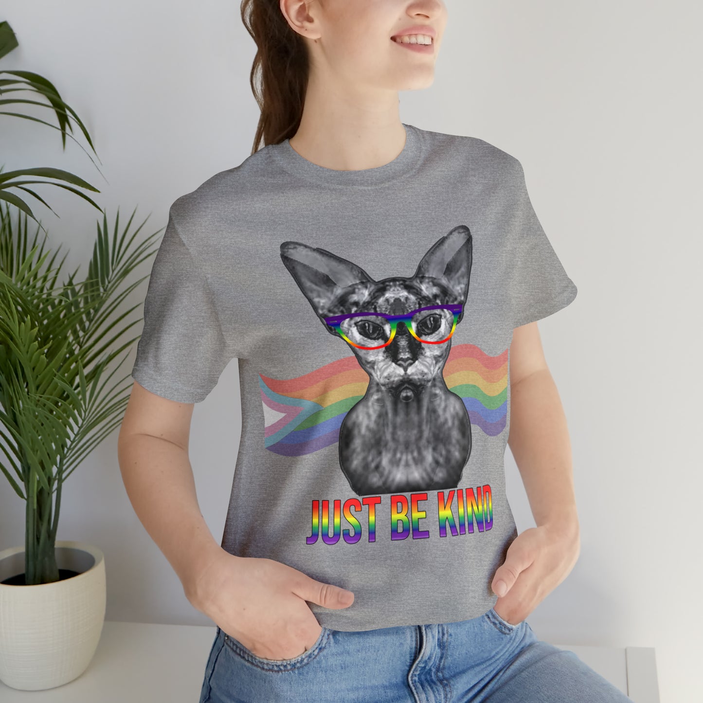 Just Be Kind Sphynx Cat Pride Flag Banner Unisex T-Shirt