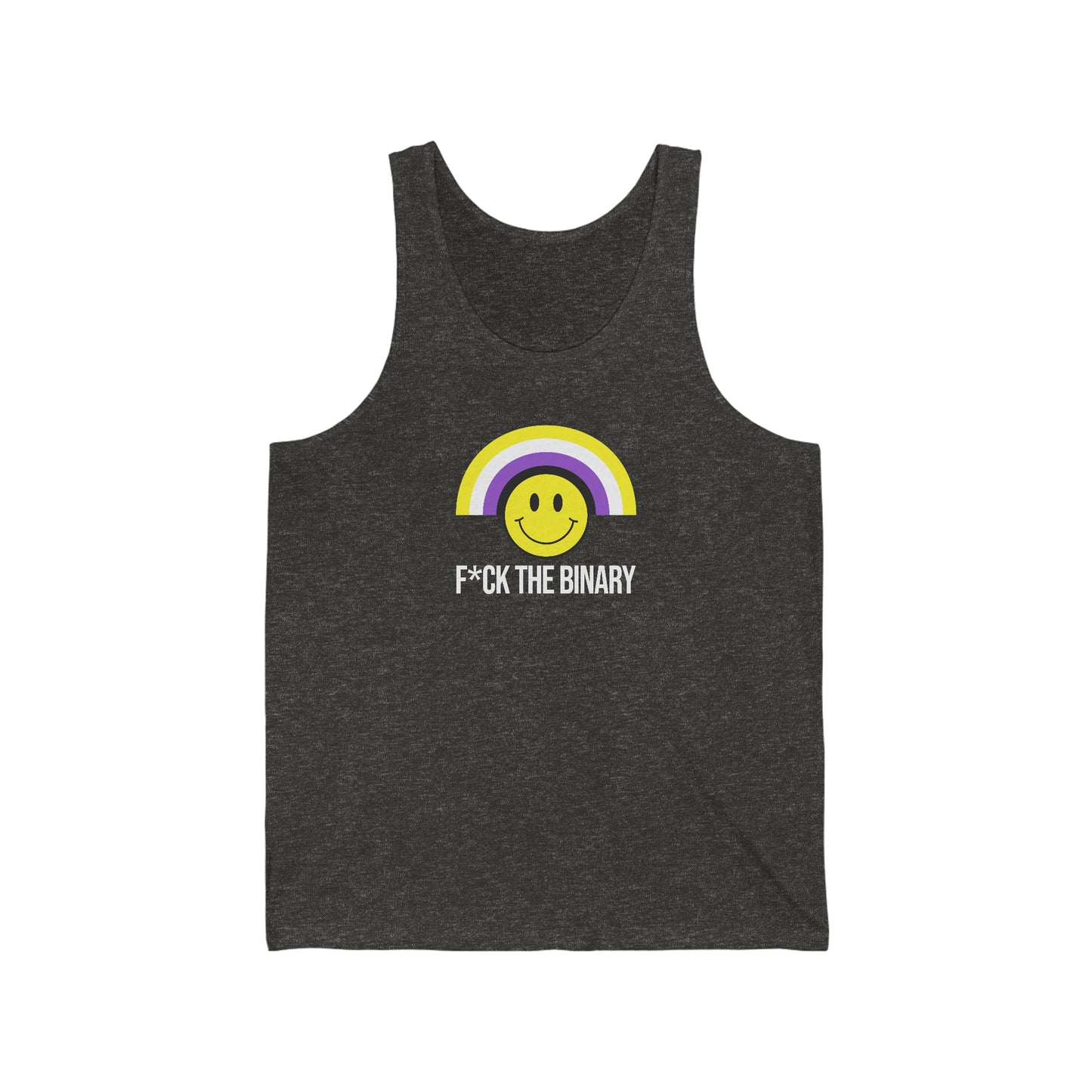 F*ck The Binary - Non Binary Flag Smiley Unisex Jersey Tank Top