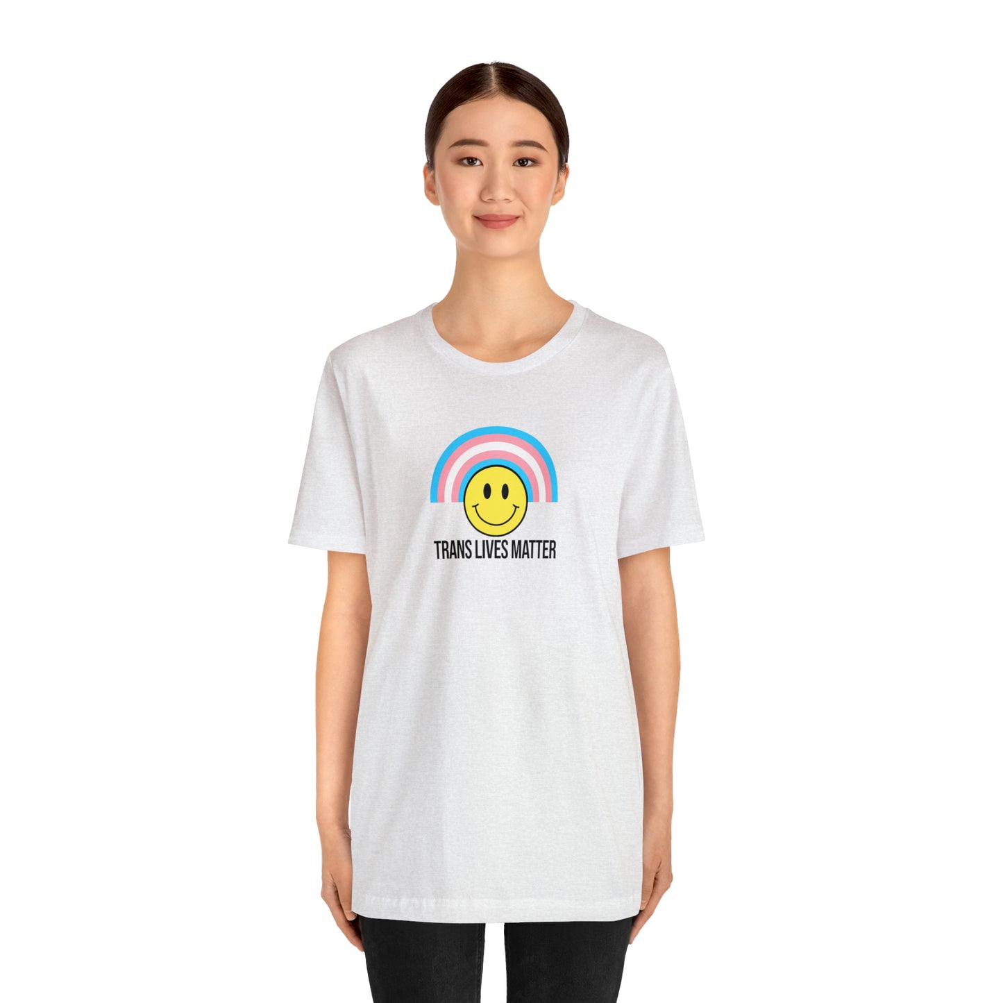 Trans Lives Matter Rainbow Smiley Unisex Pride T-Shirt