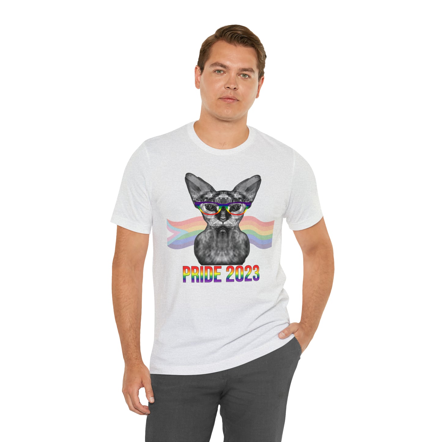 PRIDE 2023 Sphynx Cat Rainbow Flag Banner Unisex T-Shirt