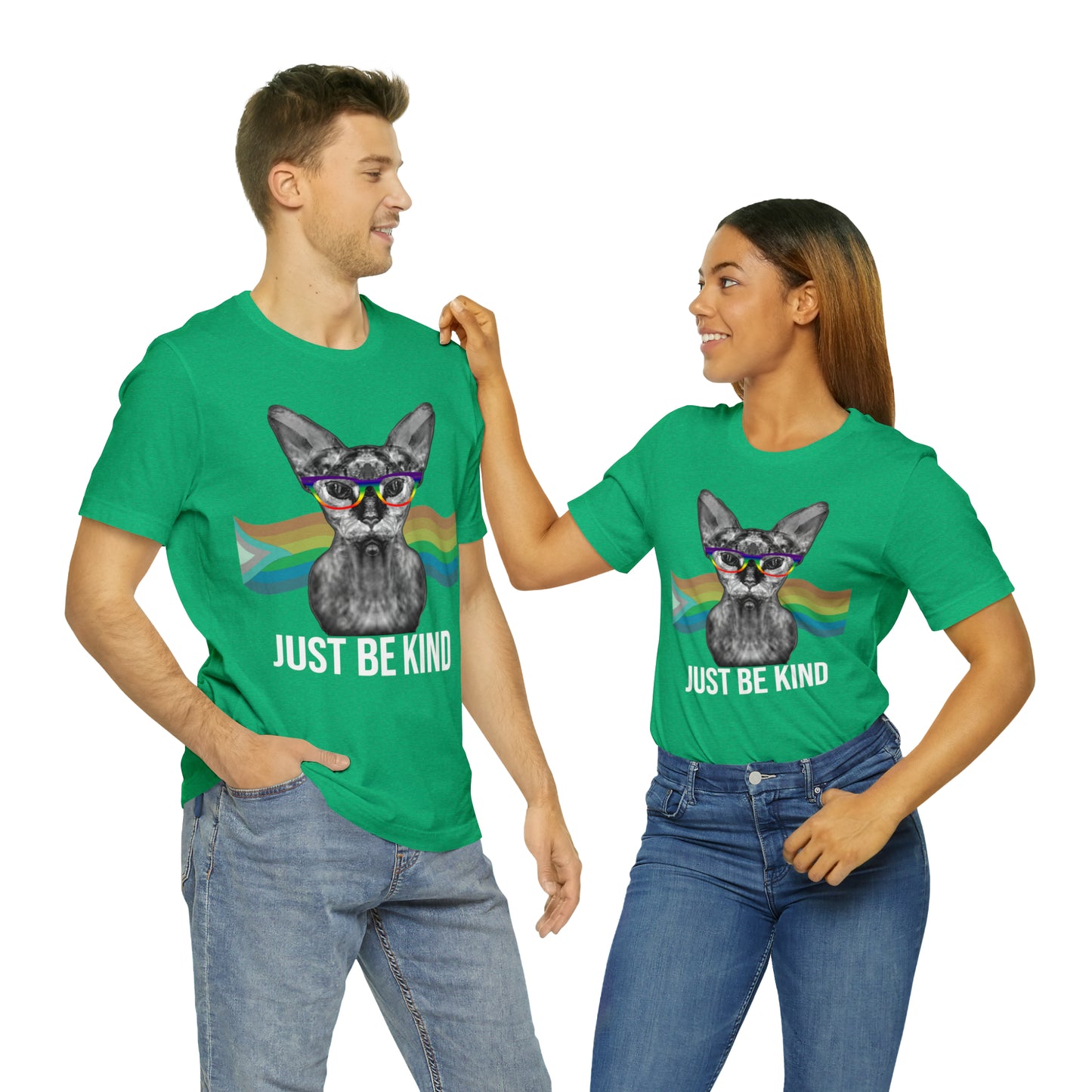 Just Be Kind Sphynx Cat Pride Flag Banner Unisex T-Shirt