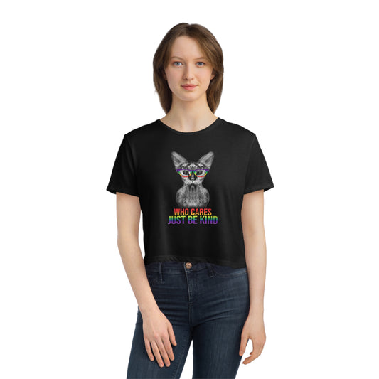 Who Cares Just Be Kind Sphynx Cat Simple Pride Crop Top