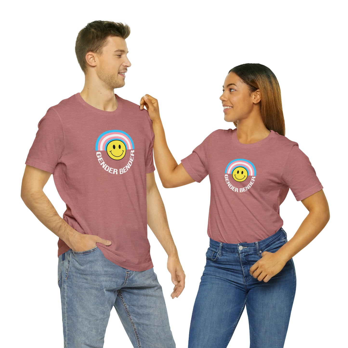 Gender Bender Trans Flag - Smiley Unisex Pride T Shirts