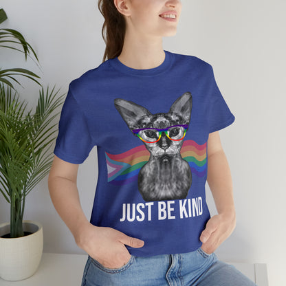 Just Be Kind Sphynx Cat Pride Flag Banner Unisex T-Shirt