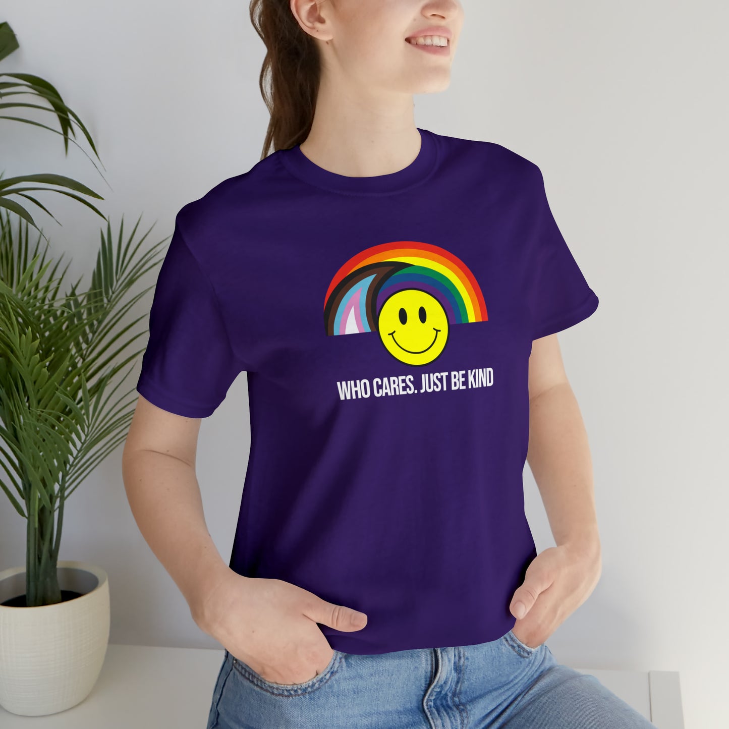 Who Cares Just Be Kind Rainbow Unisex Pride T-Shirt