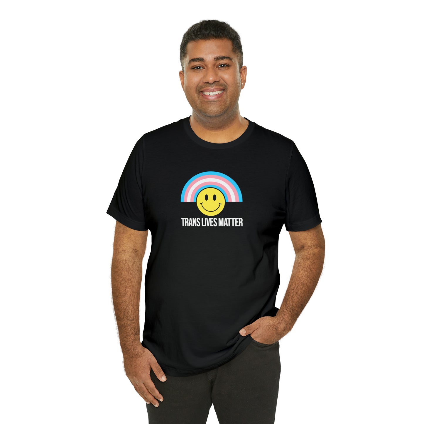 Trans Lives Matter Rainbow Smiley Unisex Pride T-Shirt