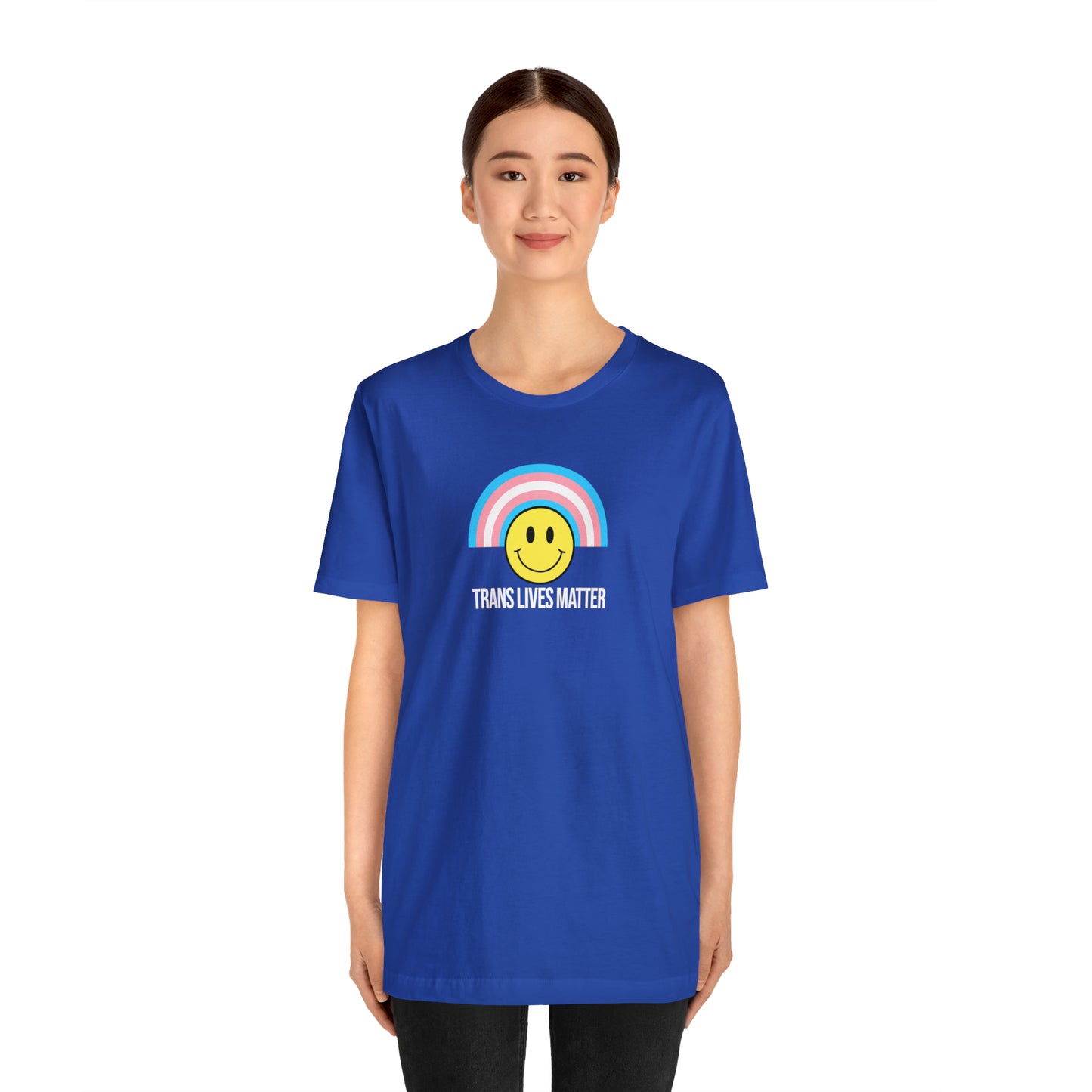 Trans Lives Matter Rainbow Smiley Unisex Pride T-Shirt