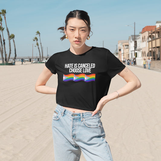 Hate Is Canceled Rainbow Flowy Pride Crop Top