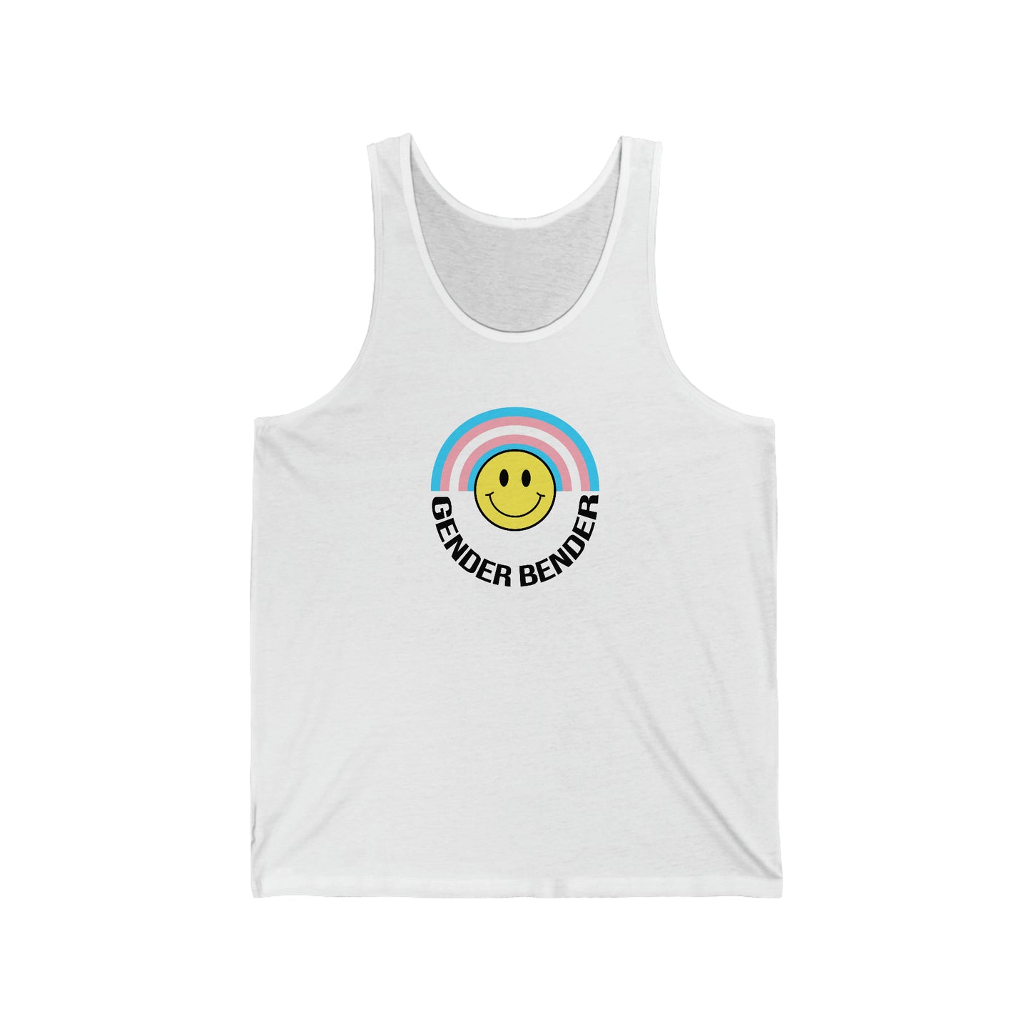 Gender Bender Trans Flag Smiley V1 Unisex Jersey Tank Top