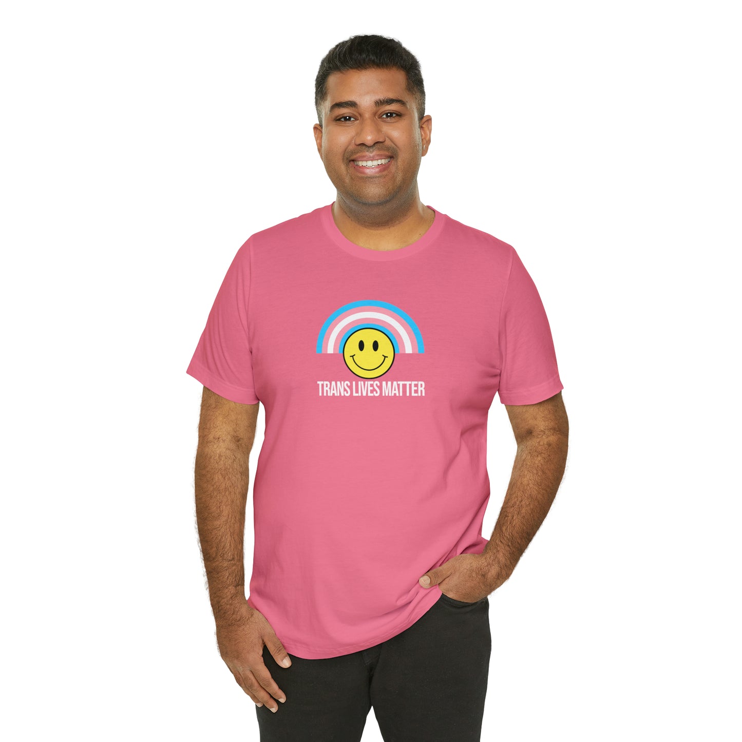 Trans Lives Matter Rainbow Smiley Unisex Pride T-Shirt