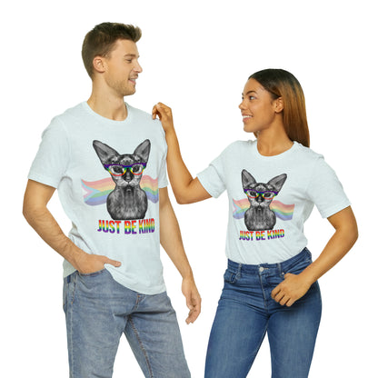 Just Be Kind Sphynx Cat Pride Flag Banner Unisex T-Shirt