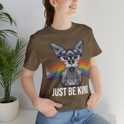 Just Be Kind Sphynx Cat Pride Flag Banner Unisex T-Shirt