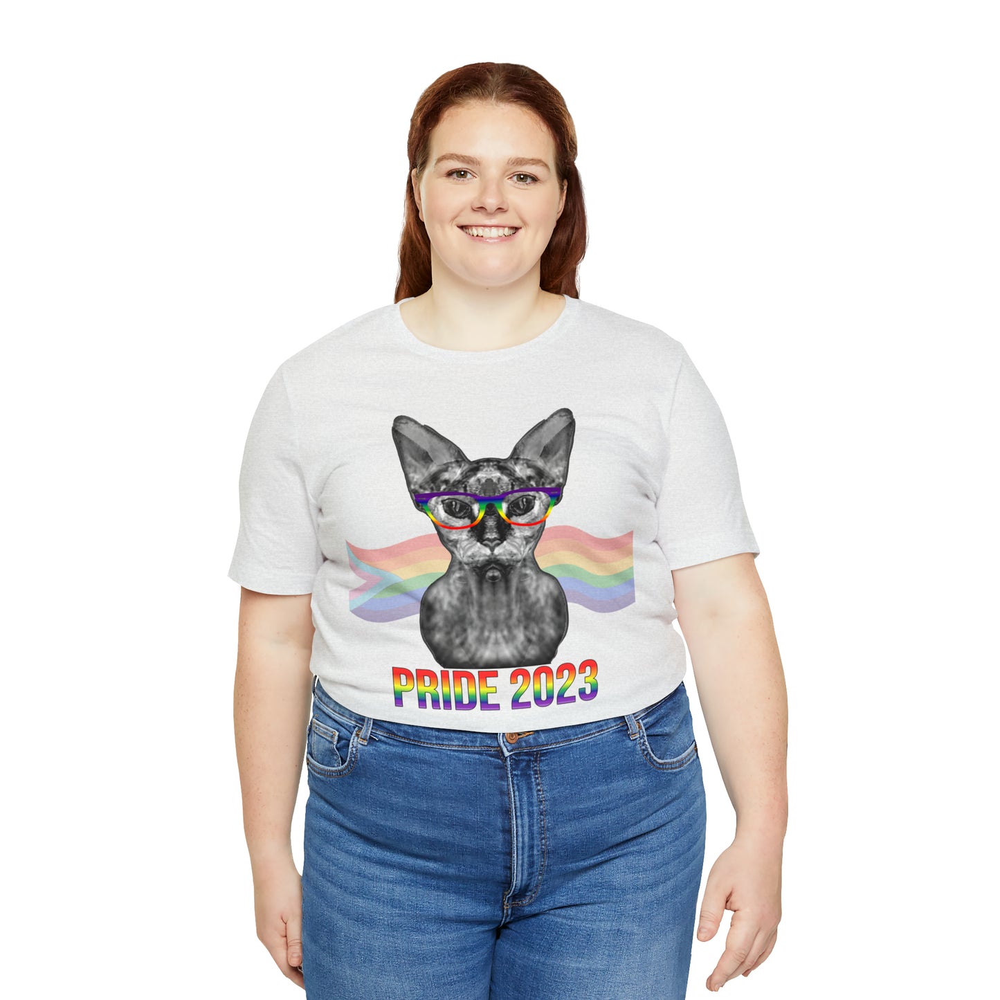 PRIDE 2023 Sphynx Cat Rainbow Flag Banner Unisex T-Shirt