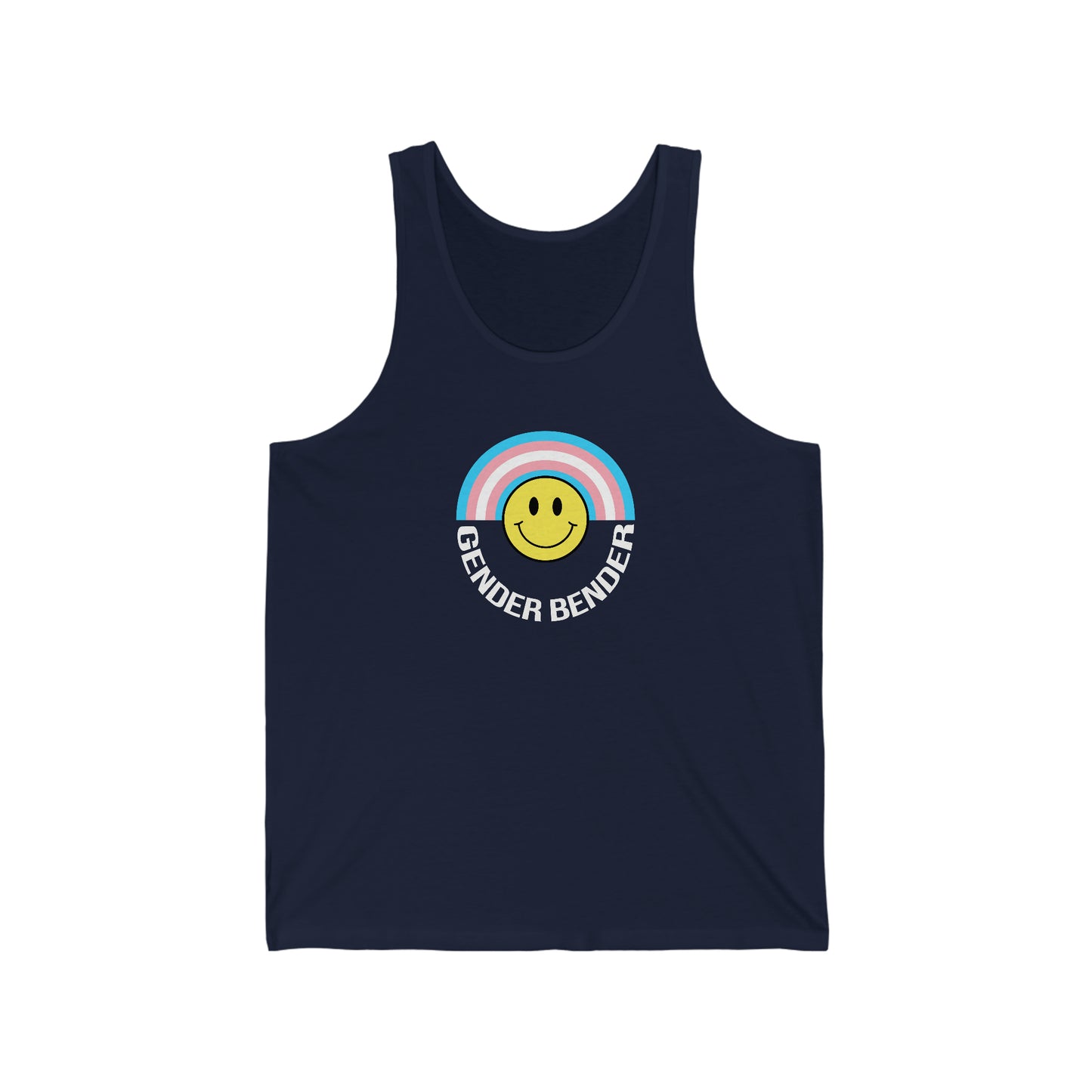 Gender Bender Trans Flag Smiley V1 Unisex Jersey Tank Top