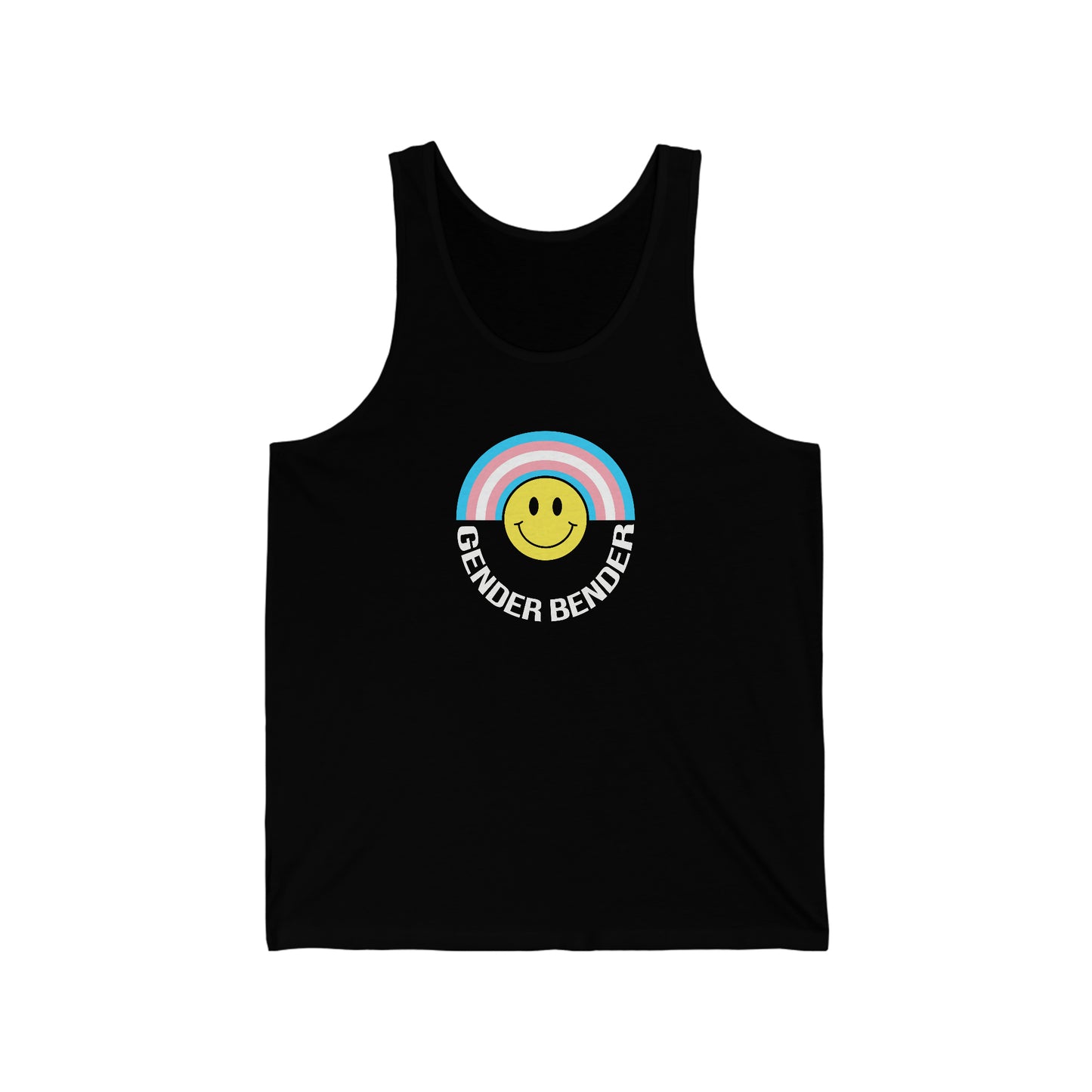 Gender Bender Trans Flag Smiley V1 Unisex Jersey Tank Top