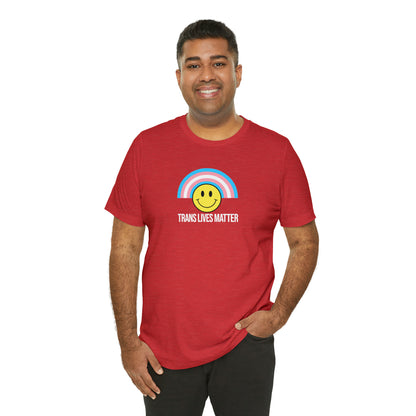 Trans Lives Matter Rainbow Smiley Unisex Pride T-Shirt