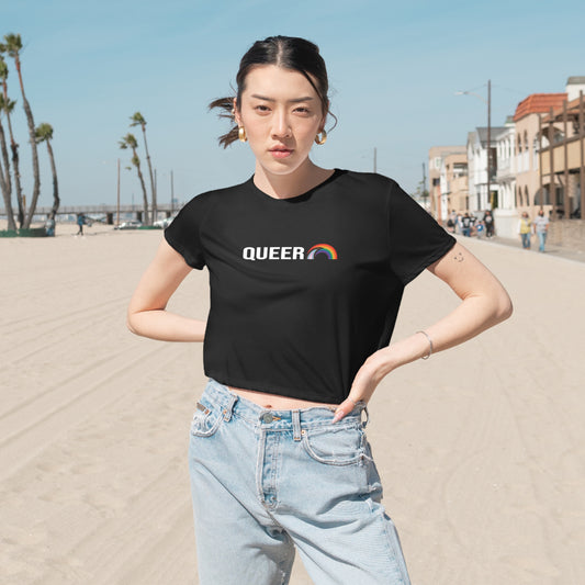 Queer Mini Rainbow Pride Flag Flowy Crop Top