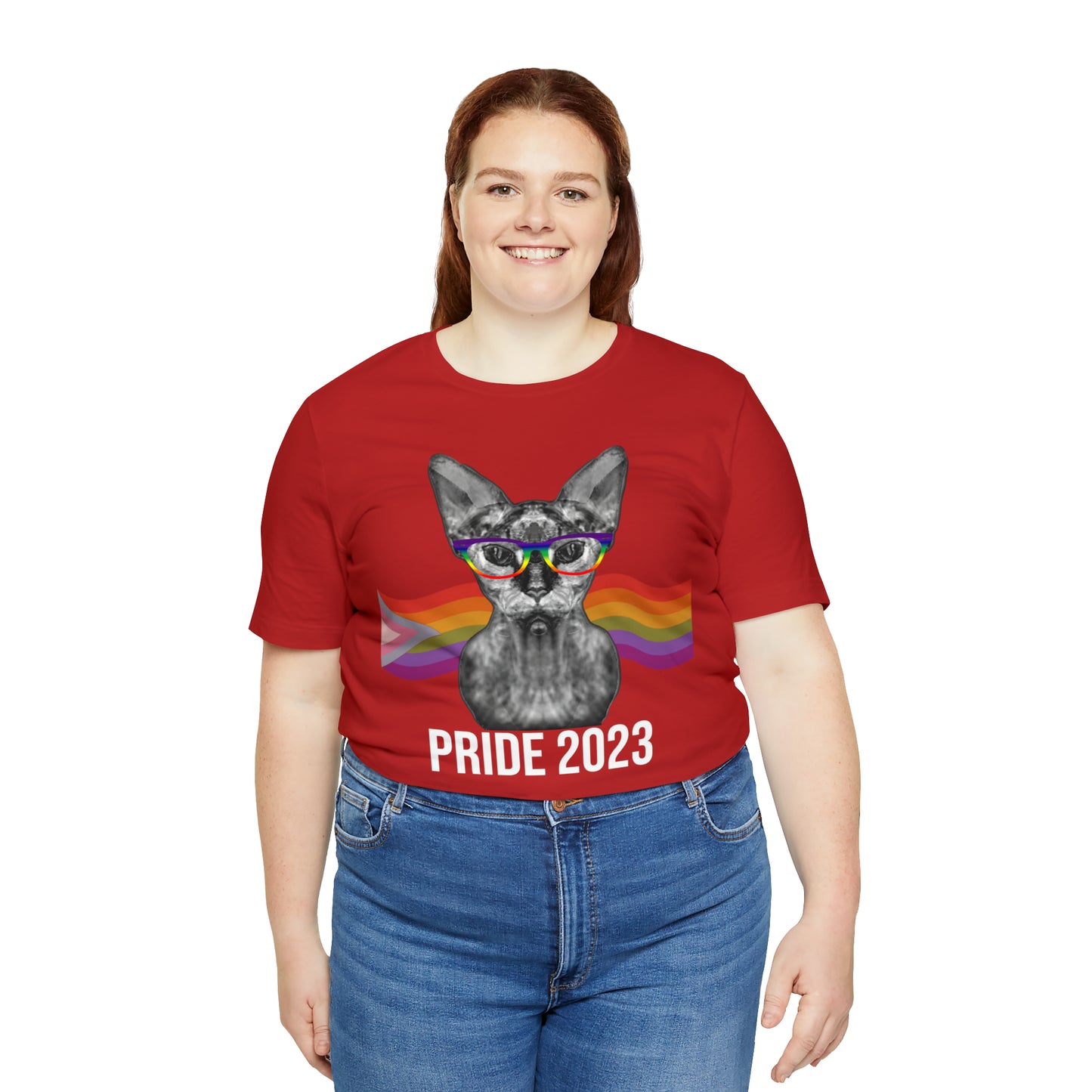 PRIDE 2023 Sphynx Cat Rainbow Flag Banner Unisex T-Shirt