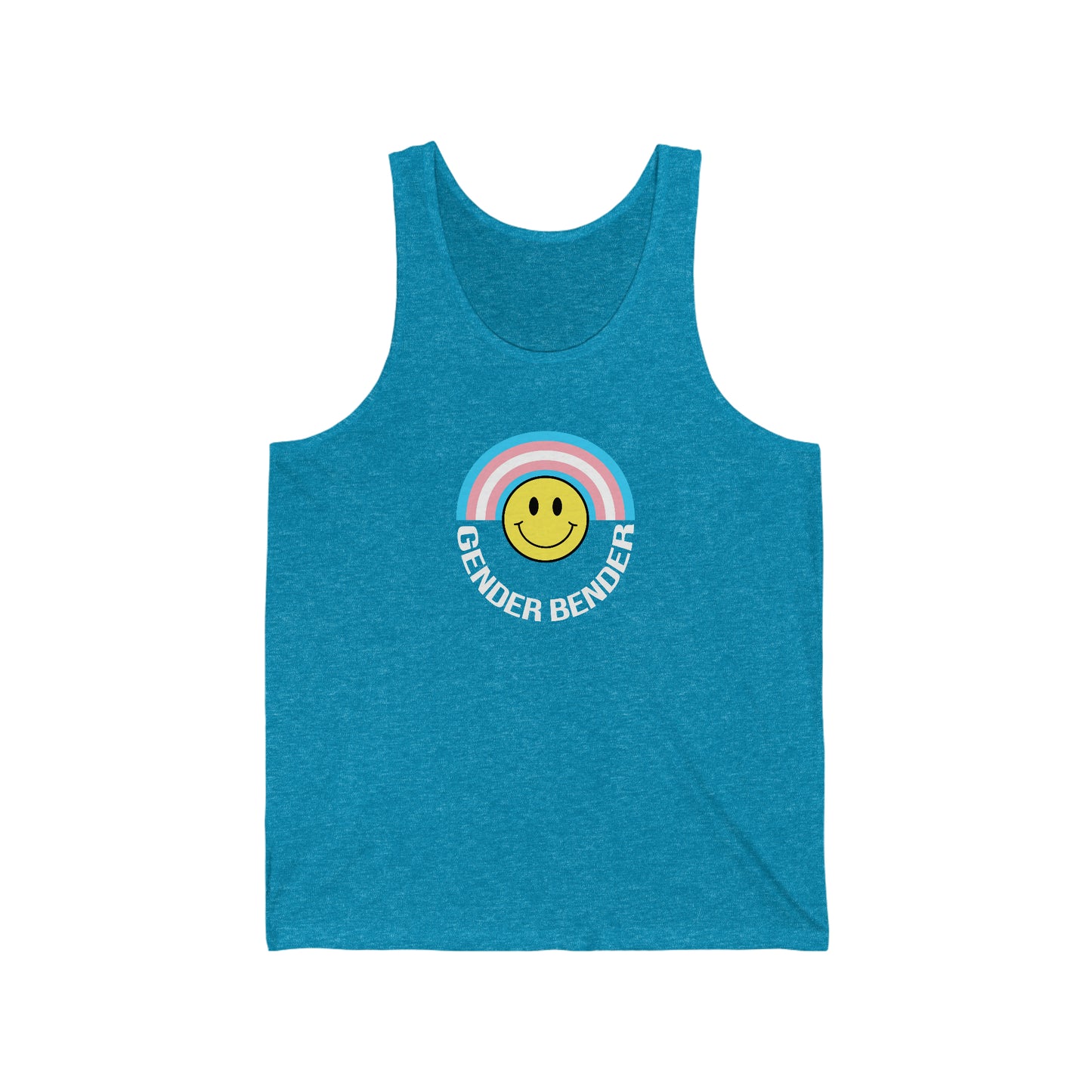 Gender Bender Trans Flag Smiley V1 Unisex Jersey Tank Top