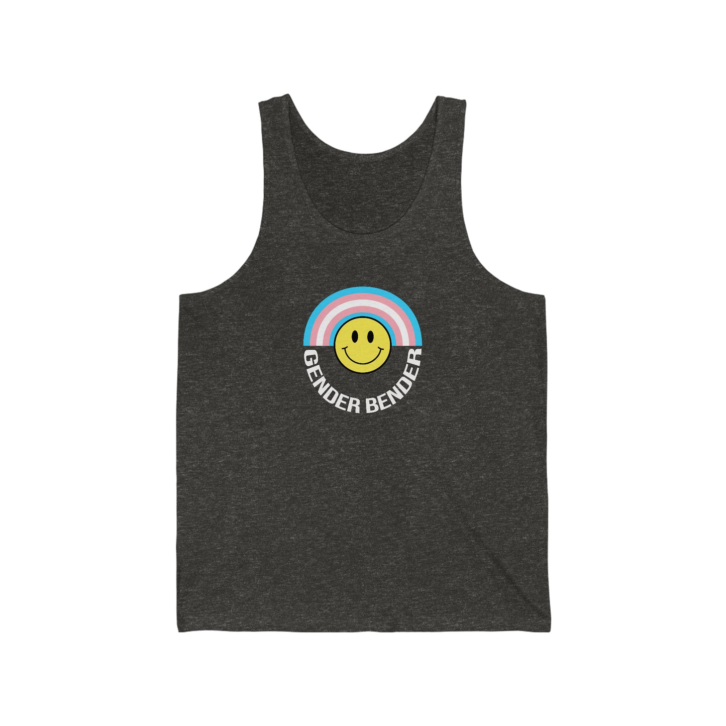 Gender Bender Trans Flag Smiley V1 Unisex Jersey Tank Top