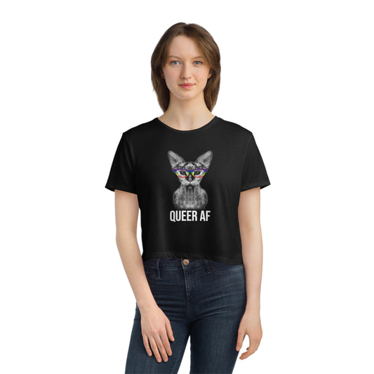 Queer AF Sphynx Cat Simple Pride Crop Top