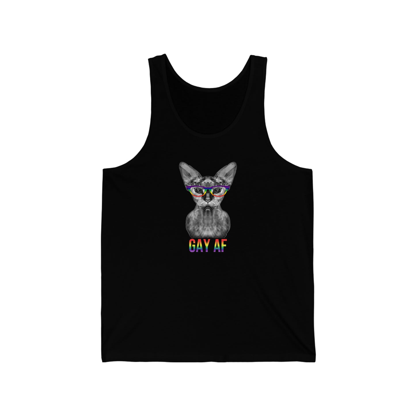 Gay AF Sphynx Cat Unisex Simple Jersey Tank Top