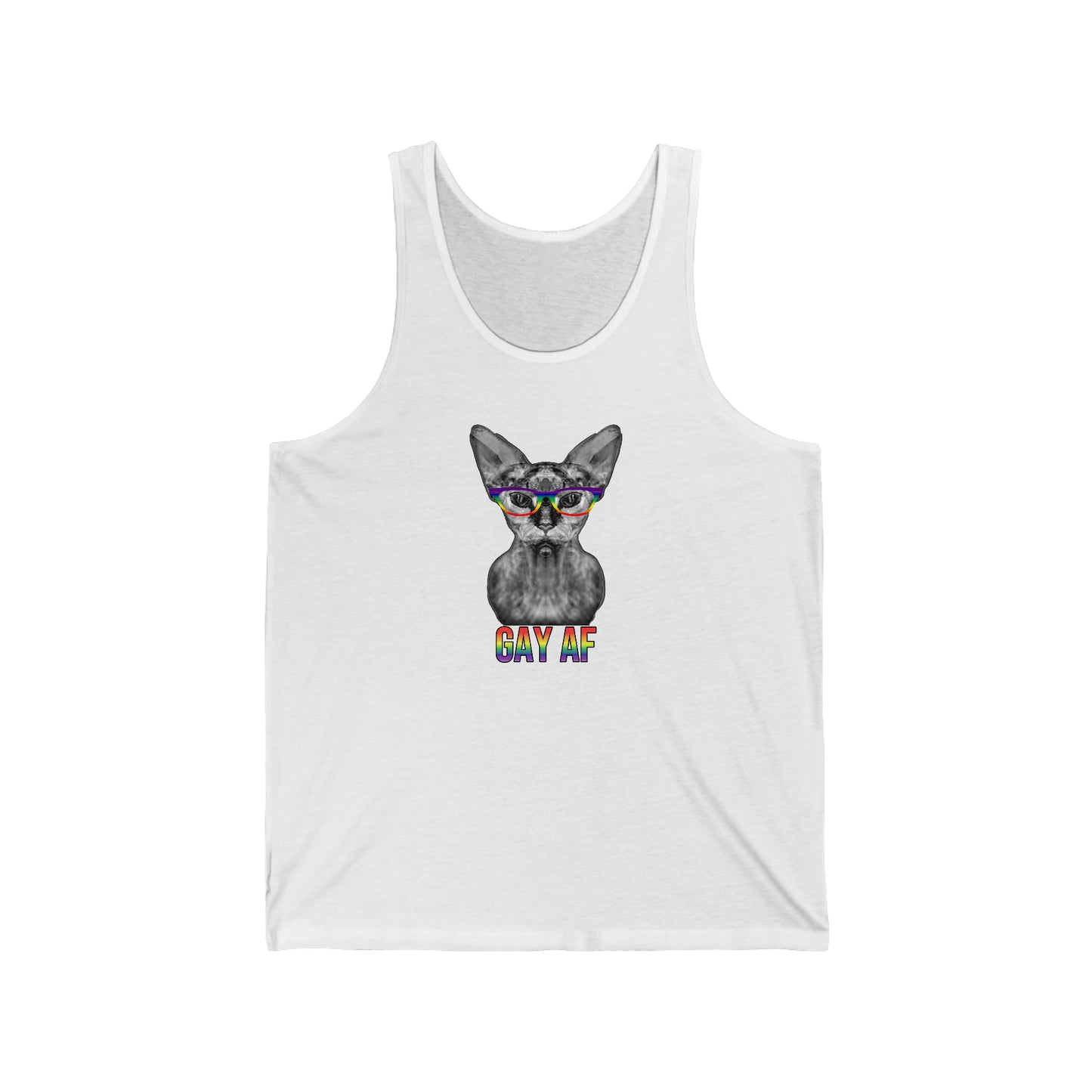 Gay AF Sphynx Cat Unisex Simple Jersey Tank Top