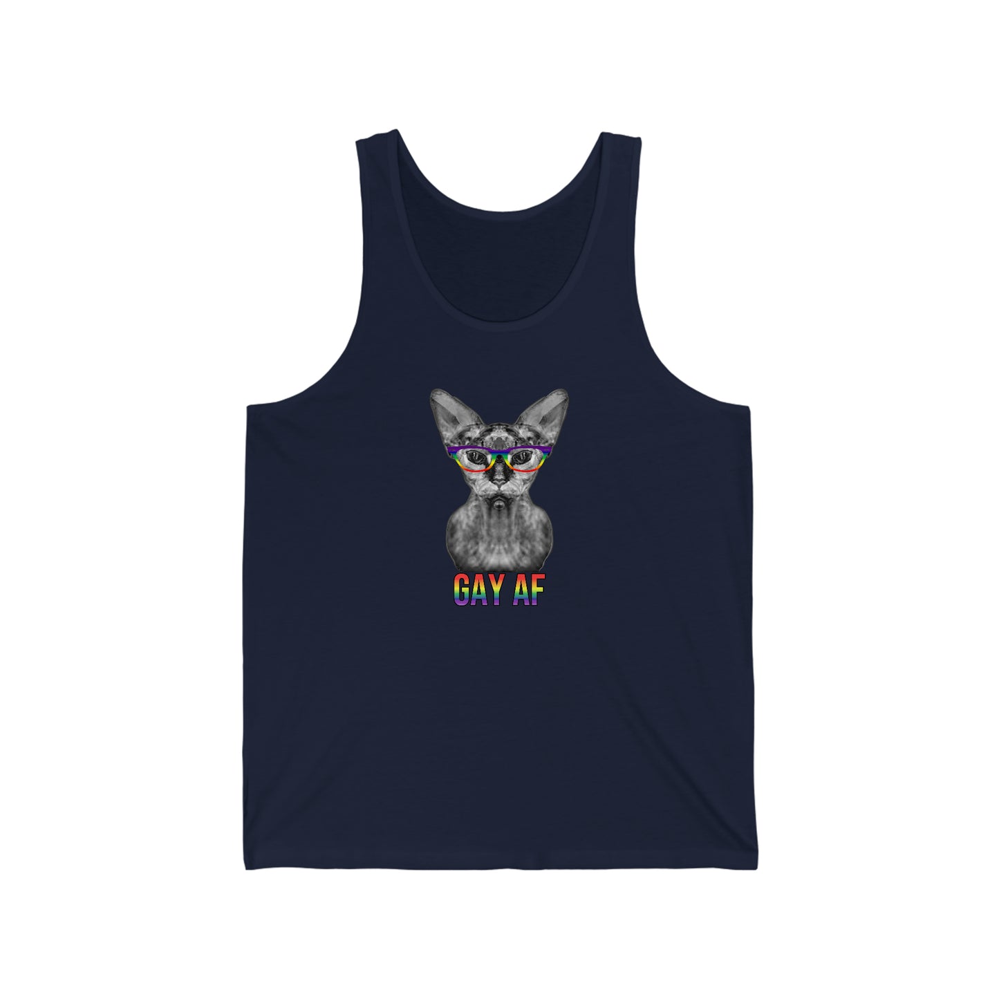 Gay AF Sphynx Cat Unisex Simple Jersey Tank Top