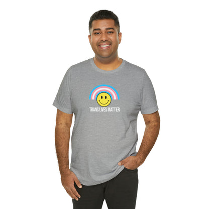 Trans Lives Matter Rainbow Smiley Unisex Pride T-Shirt