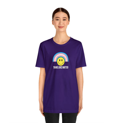 Trans Lives Matter Rainbow Smiley Unisex Pride T-Shirt