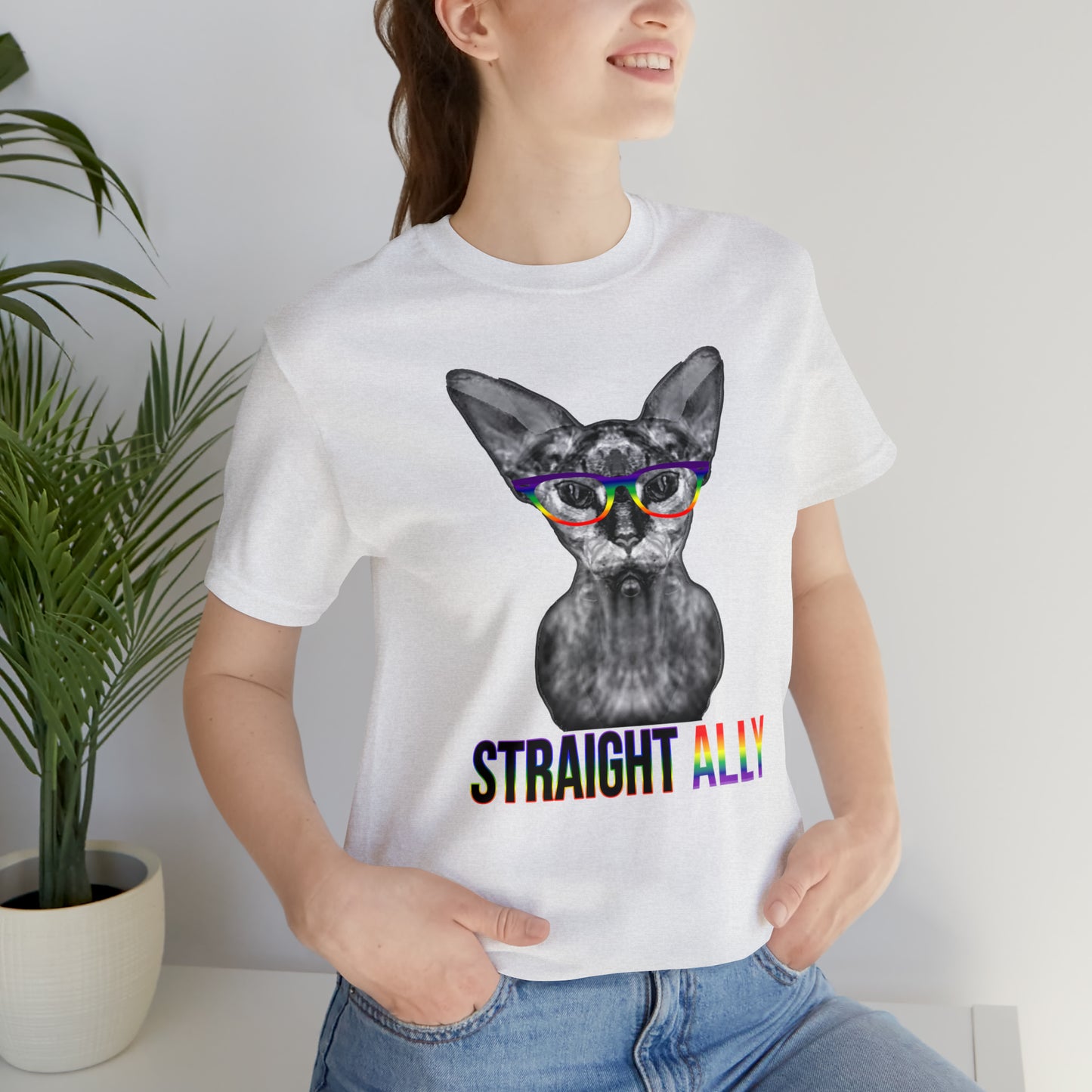 Straight Ally Sphynx Cat Simple Unisex Pride T-Shirt