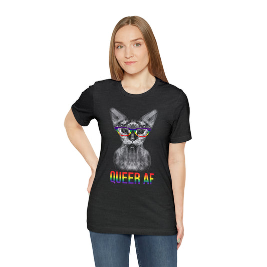 Queer AF Sphynx Cat Simple Unisex Pride T-Shirt