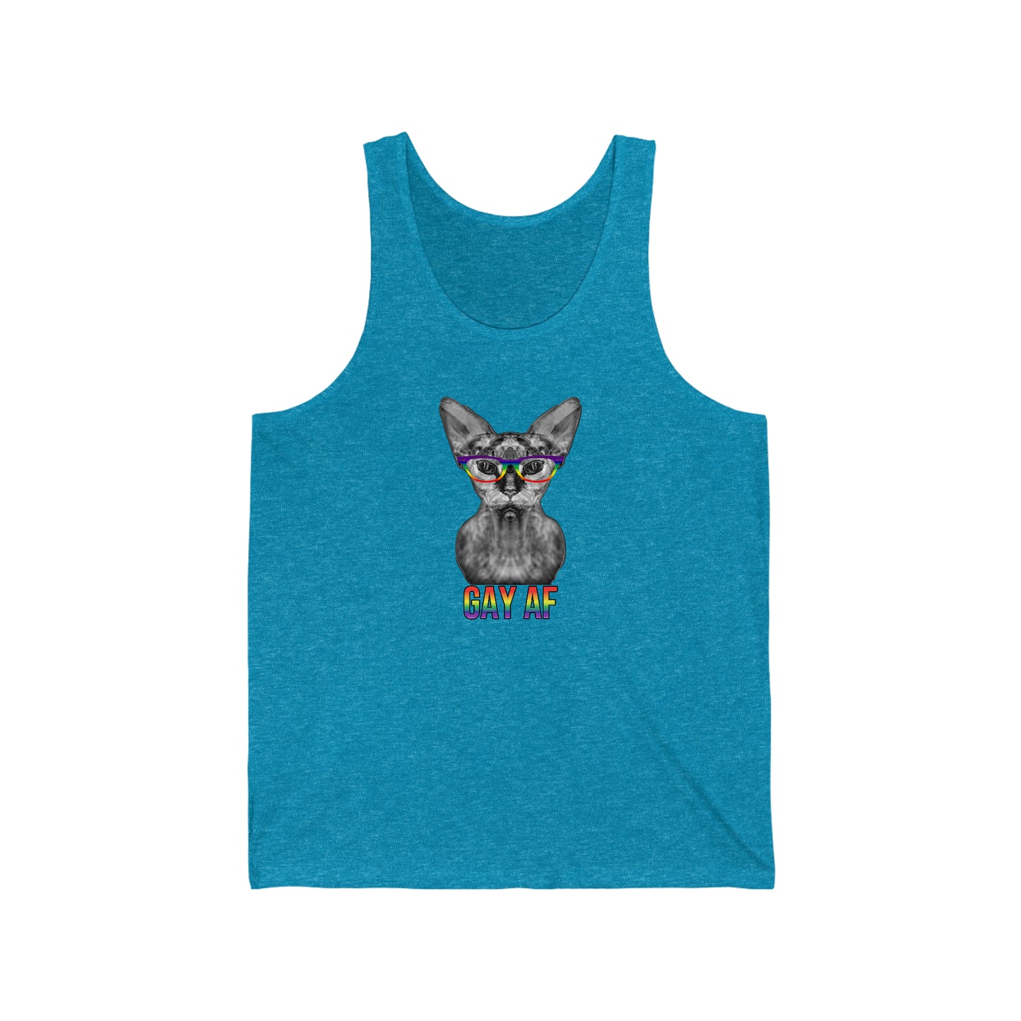 Gay AF Sphynx Cat Unisex Simple Jersey Tank Top