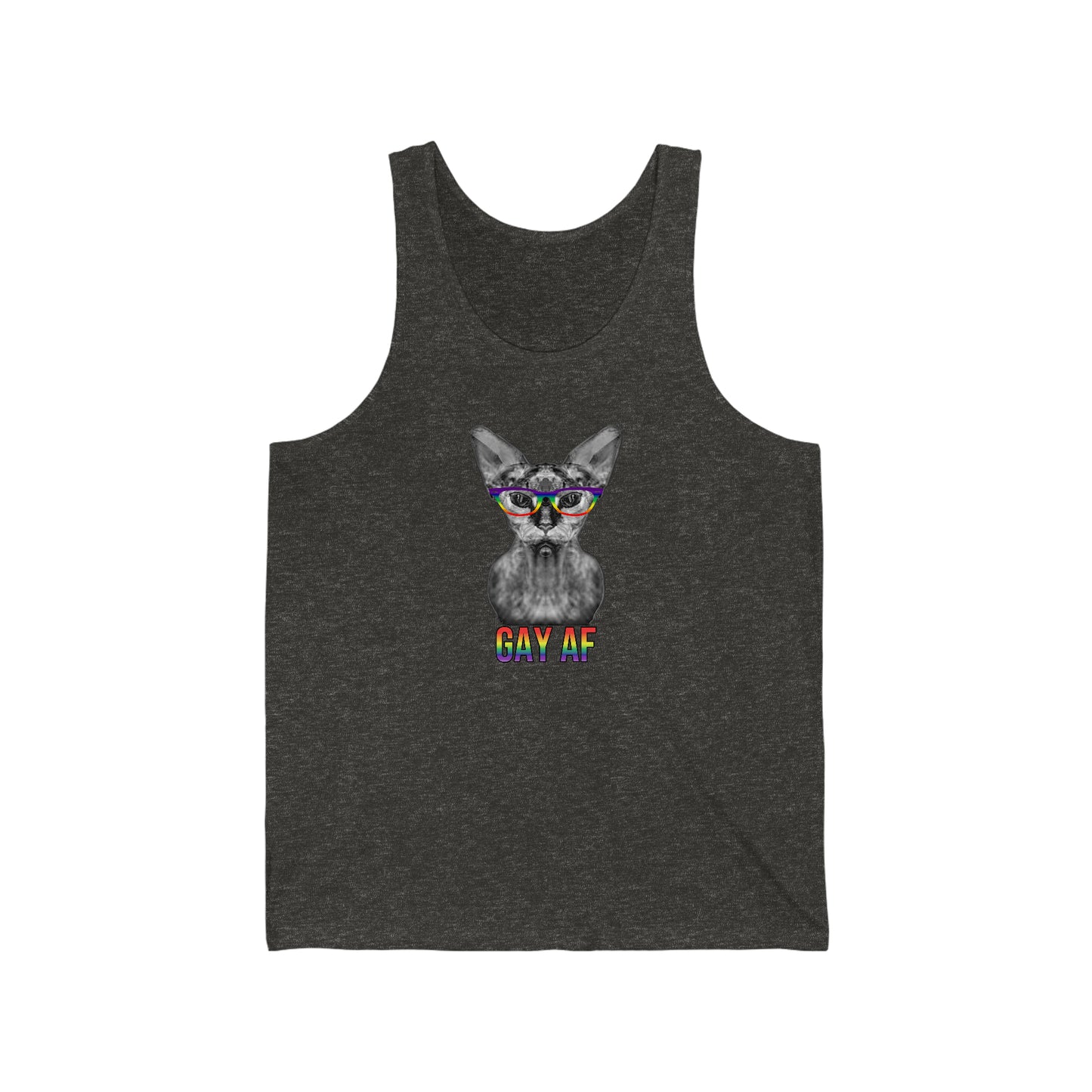 Gay AF Sphynx Cat Unisex Simple Jersey Tank Top