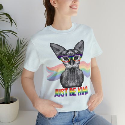 Just Be Kind Sphynx Cat Pride Flag Banner Unisex T-Shirt