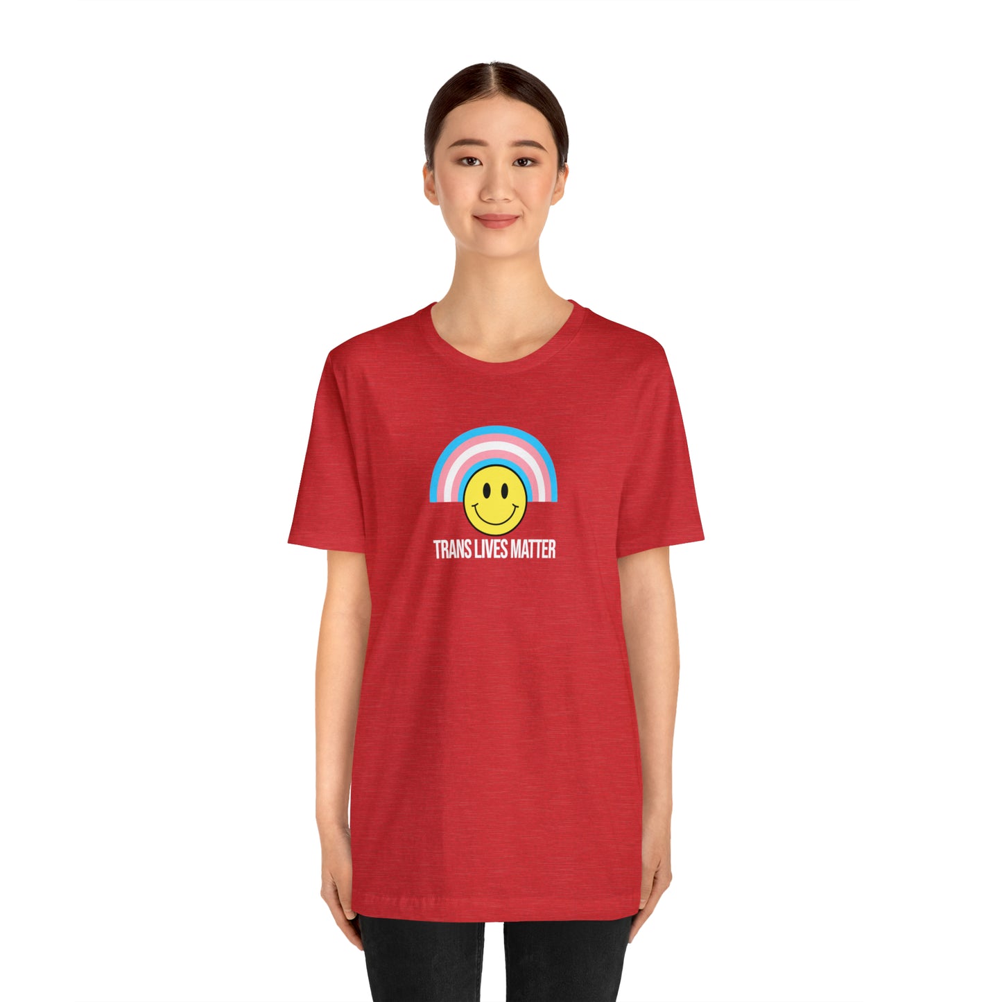 Trans Lives Matter Rainbow Smiley Unisex Pride T-Shirt