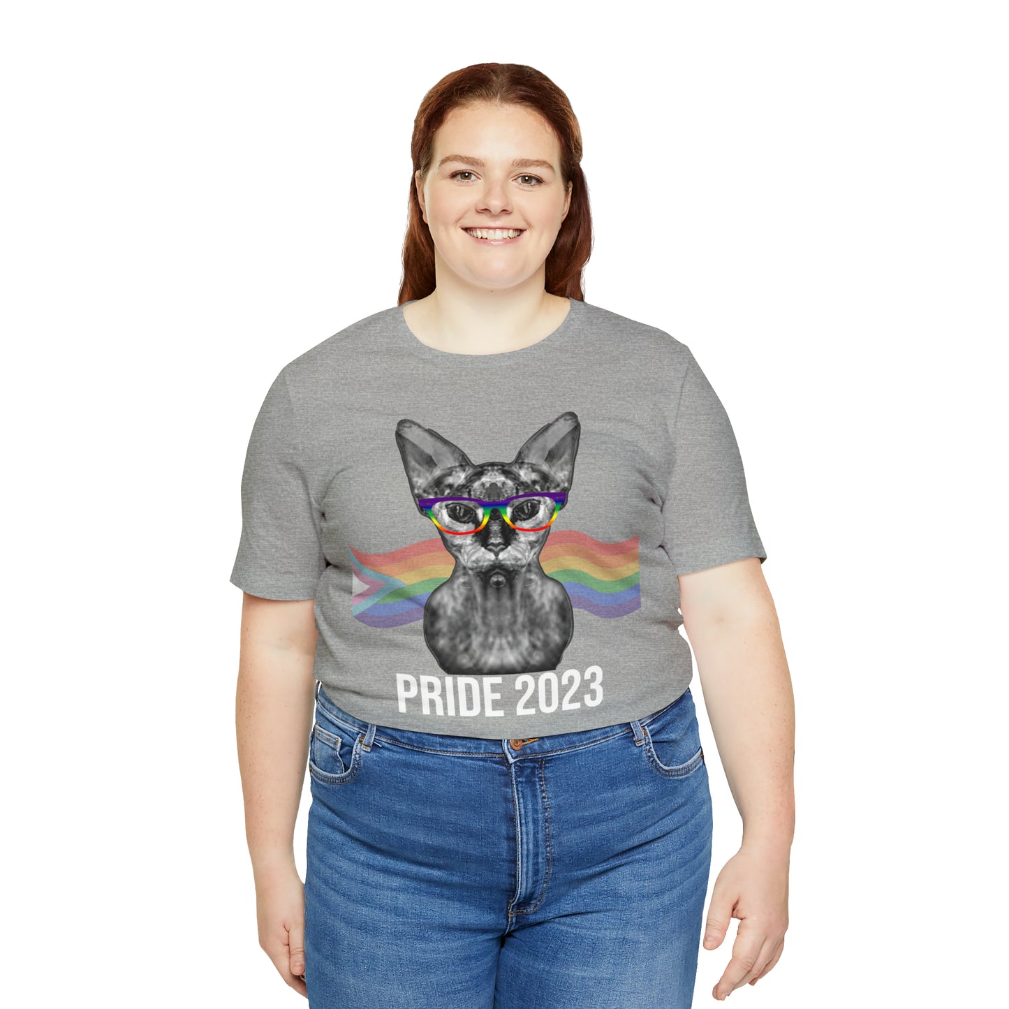 PRIDE 2023 Sphynx Cat Rainbow Flag Banner Unisex T-Shirt