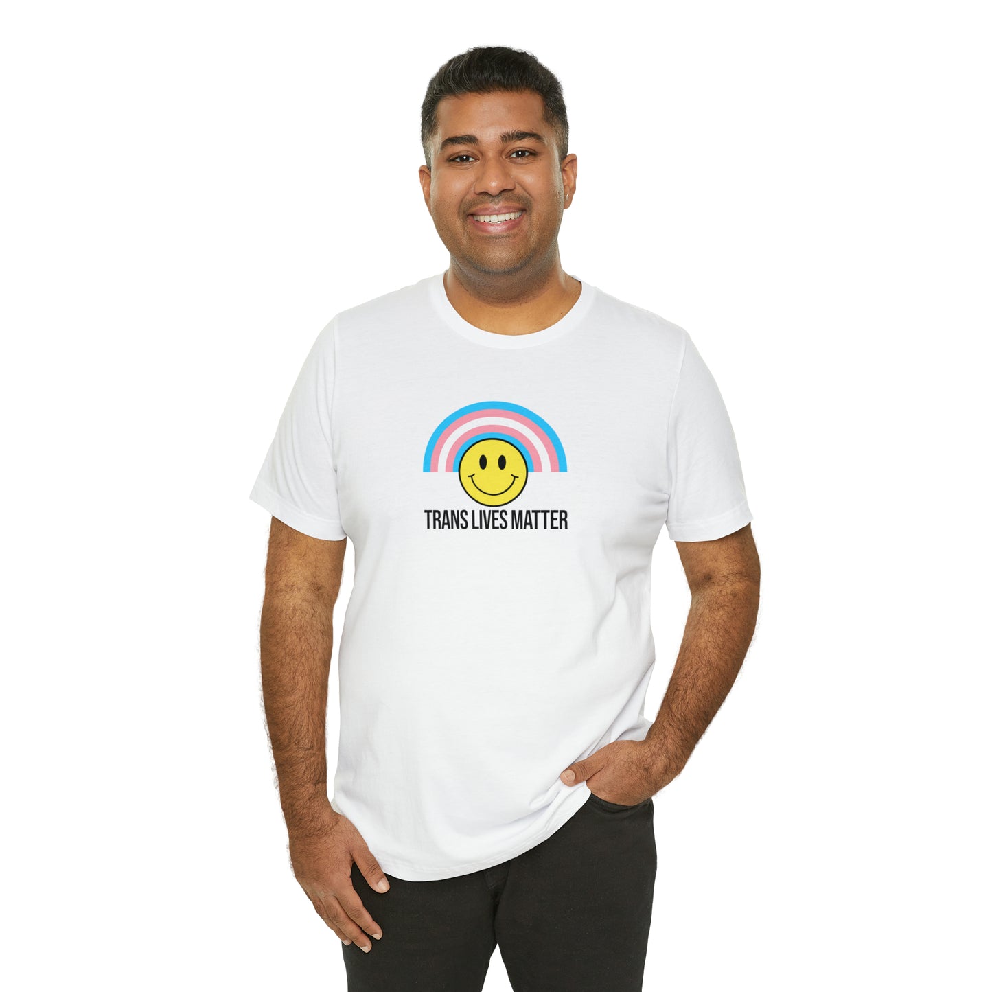 Trans Lives Matter Rainbow Smiley Unisex Pride T-Shirt