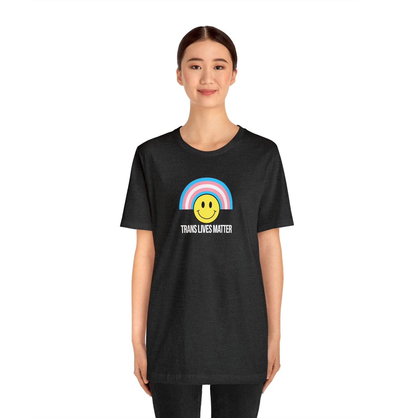 Trans Lives Matter Rainbow Smiley Unisex Pride T-Shirt