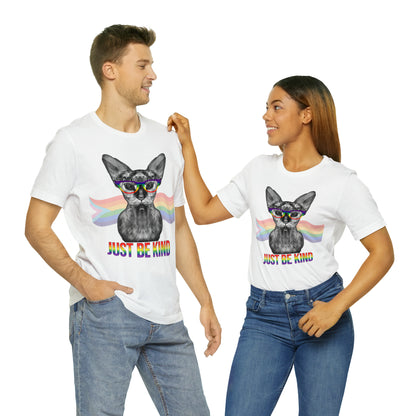 Just Be Kind Sphynx Cat Pride Flag Banner Unisex T-Shirt