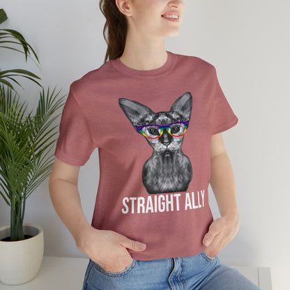 Straight Ally Sphynx Cat Simple Unisex Pride T-Shirt