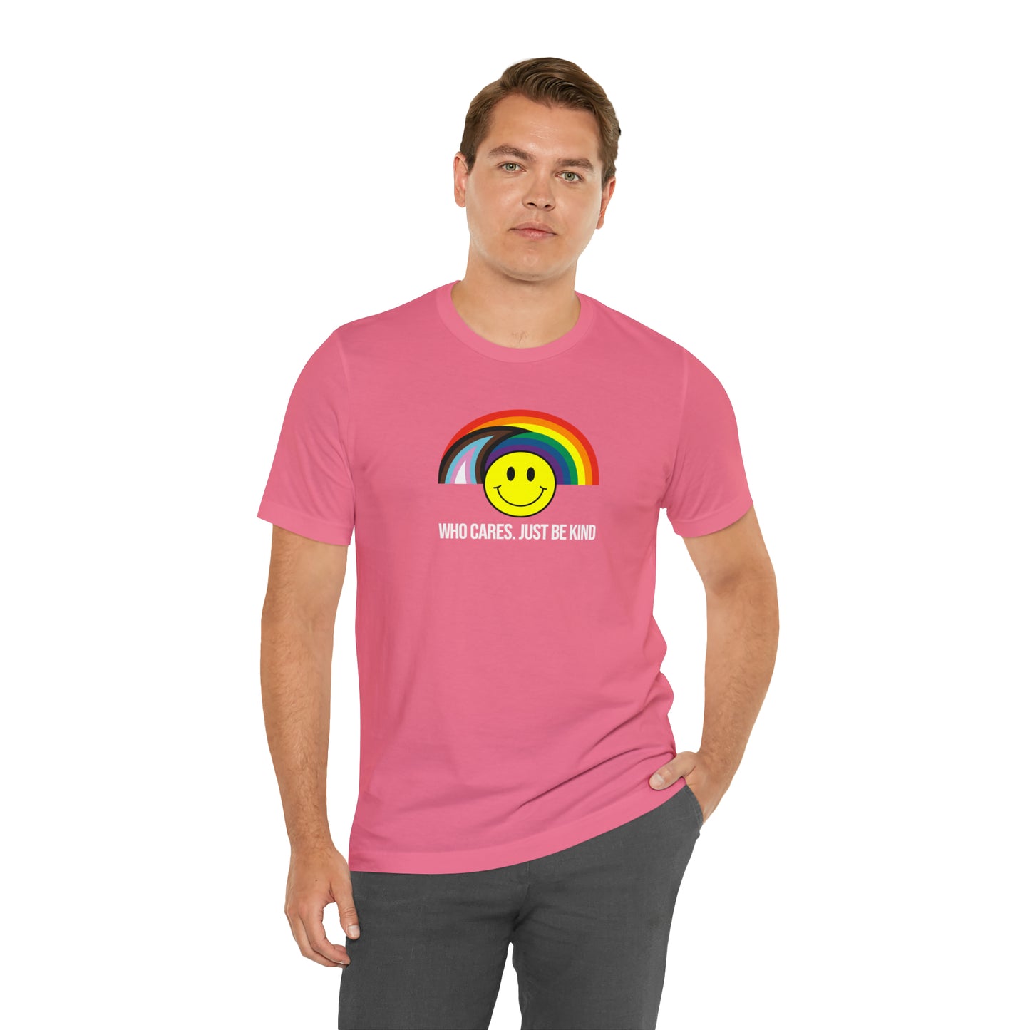 Who Cares Just Be Kind Rainbow Unisex Pride T-Shirt