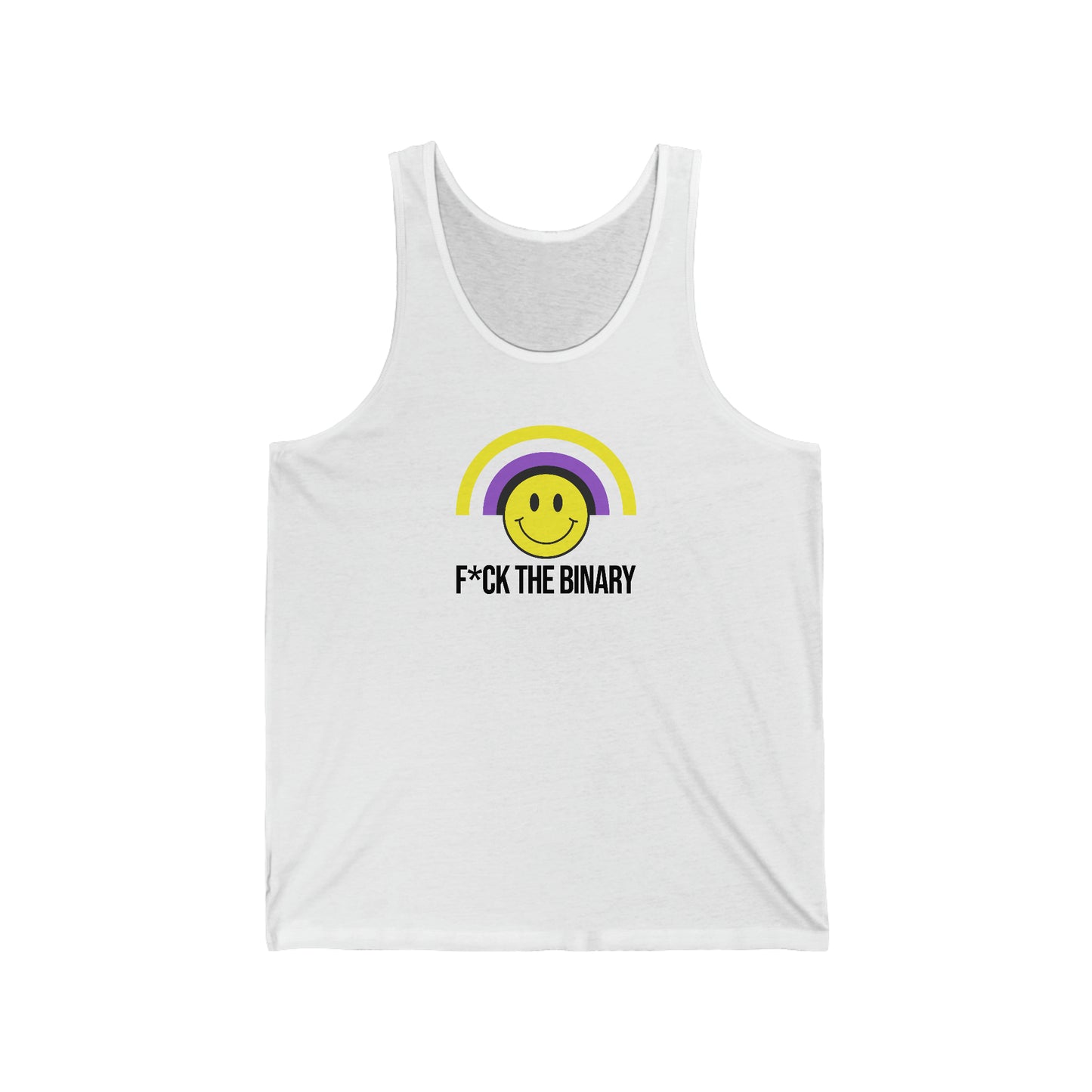 F*ck The Binary - Non Binary Flag Smiley Unisex Jersey Tank Top